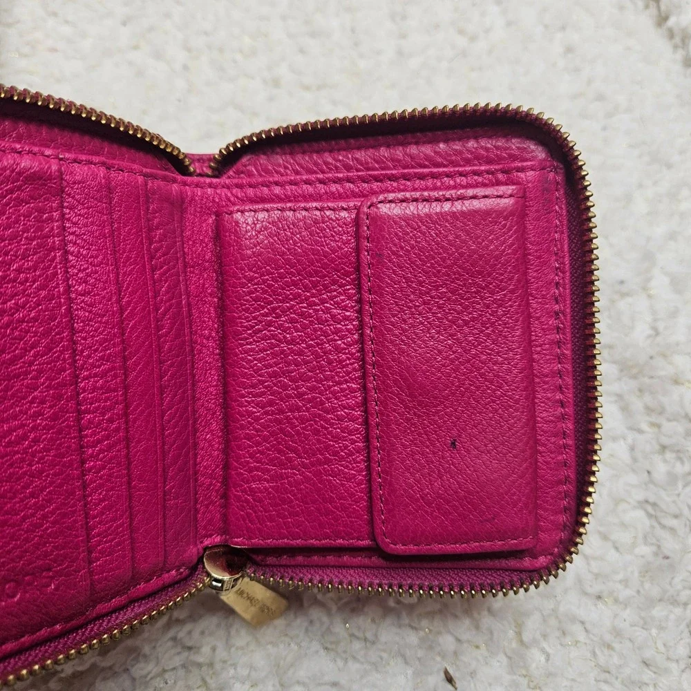 Michael‎ Kors Fuchsia Leather Small Zip Around Wallet